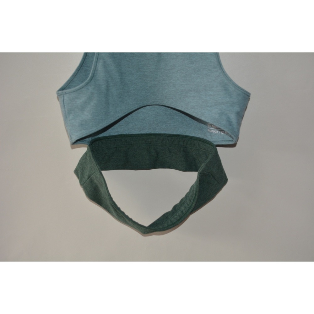 Outdoor Voices Tri-Tone Slashback Crop Top Women's Small Ballet Slate Hunter Act - Picture 5 of 5